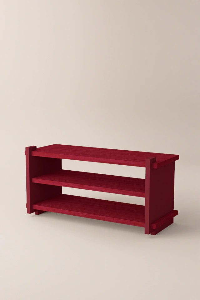 Estante rojo de madera, Par en Par